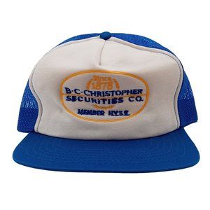 BC Christopher Securities Mesh Snapback Hat Cap Adjustable Blue Vintage Made USA